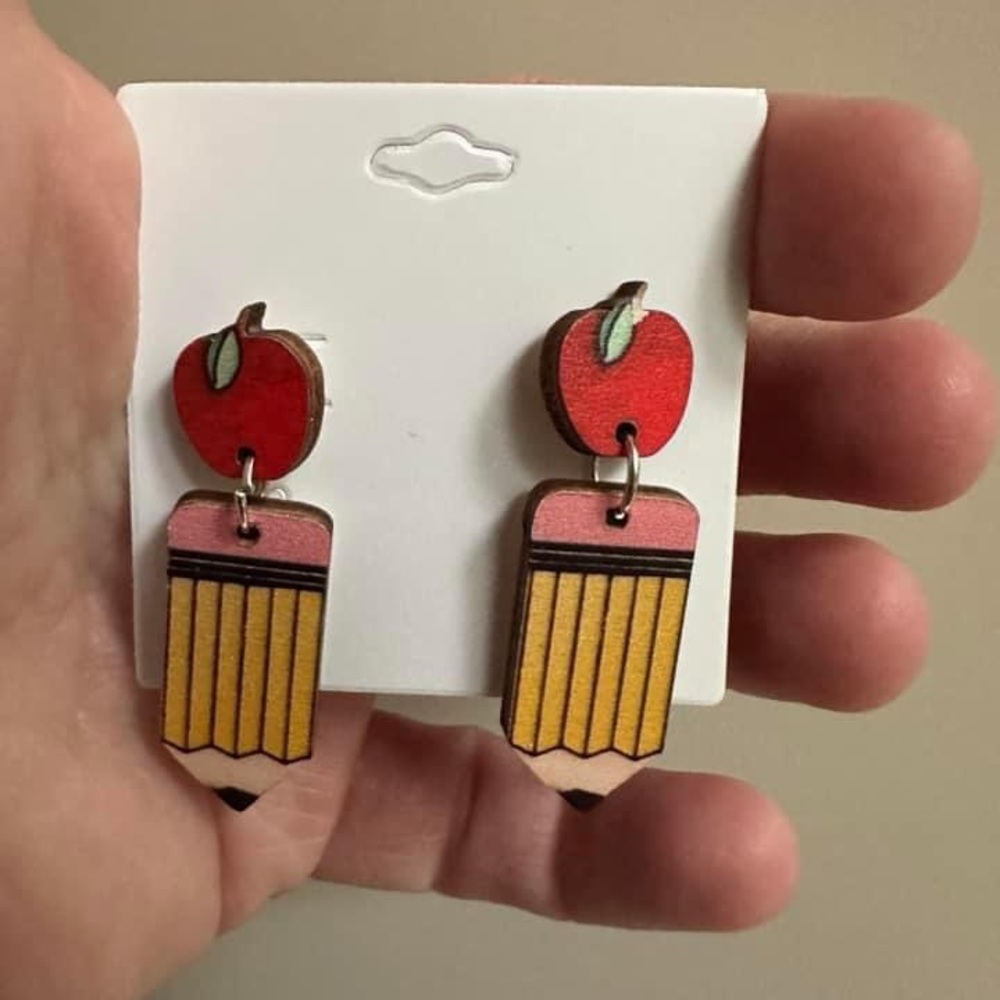 New Teacher Apple Pencil earrings